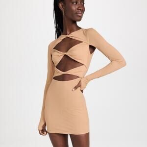 Revolve Lioness Mendez Bodycon Honey Nude Cutout Mini Dress M NWT